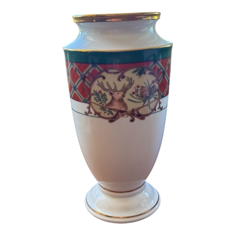 Vintage Noritake Royal Hunt White and Red Accent Vase